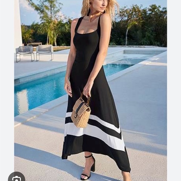 VENUS Black and White Asymmetrical High-Low Sundress size 2X women’s maxi dress - Picture 2 of 16